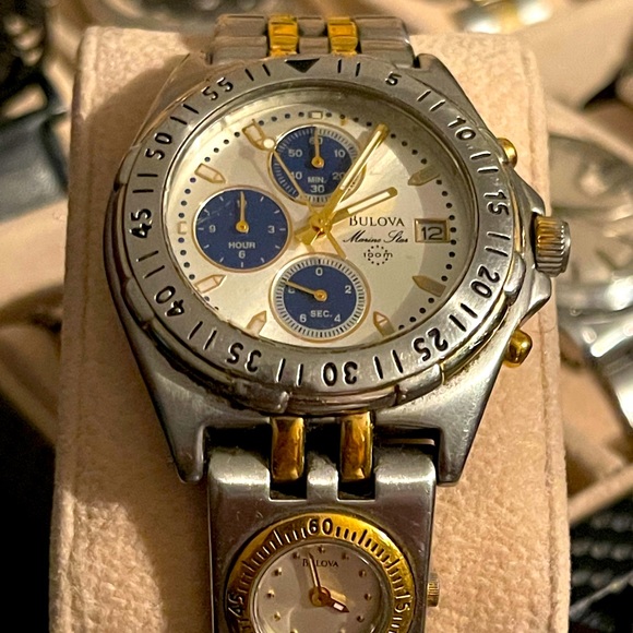 Bulova Marine Star Vintage Dual Time Men's Chrono - Picture 2 of 2